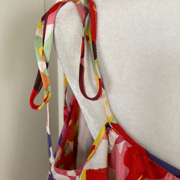 Boston Proper Floral Silk Dress w Spaghetti Ties SZ 16 - Picture 4 of 12
